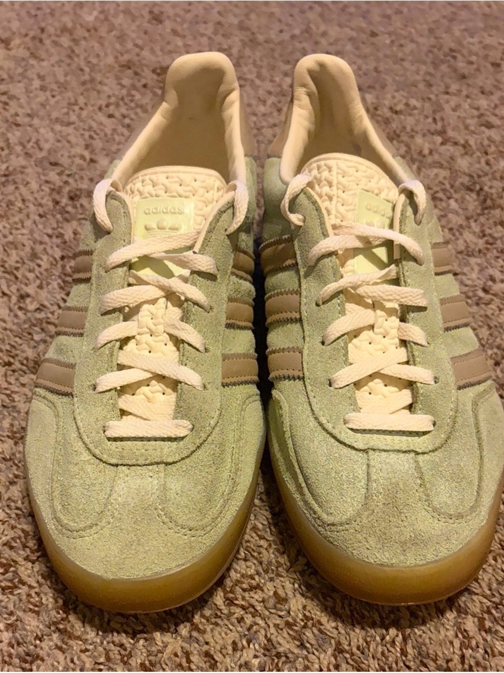 adidas Gazelle Suede Sneakers in Pale Green and Cream